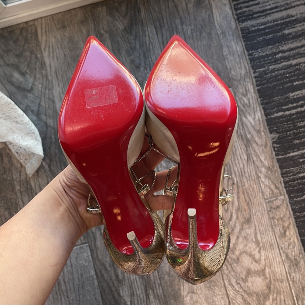 Christian Louboutin Corsankle Lace-up Gold Pump - Picture 5 of 8